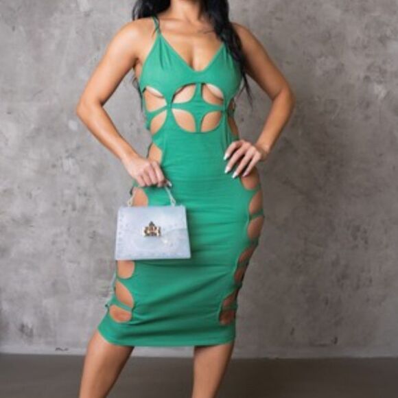 NWOT Halfheart Step Up Mini Dress. Green Lrg#027 - Picture 13 of 16